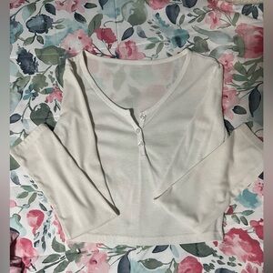 White Long Sleeve Button Up Top